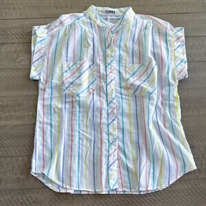 Vintage ShirtStop Stripped Button Up Pastel Stripes Size 14